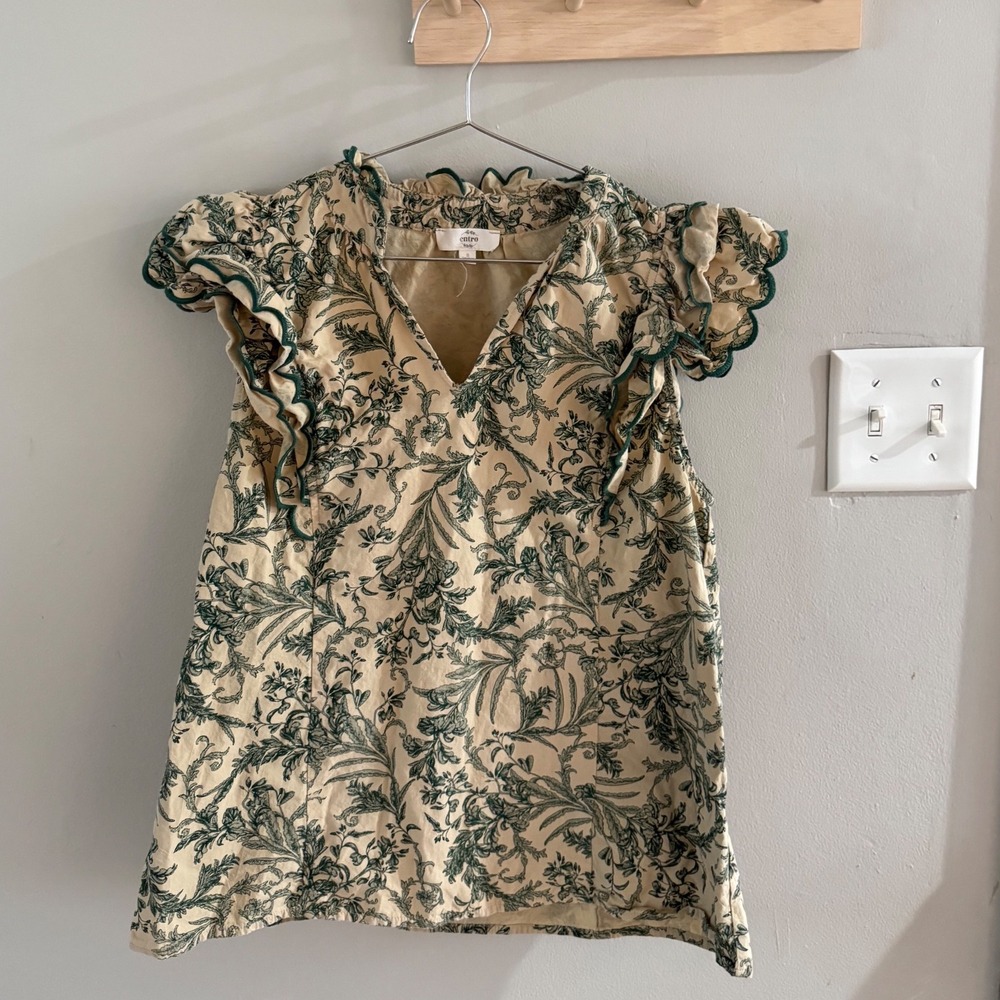 entro green toile blouse